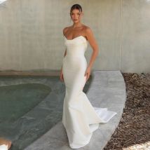 Sexy Falte V-Ausschnitt Scheide Brautkleider maßge schneiderte formale Braut gewachsen 2024 vestido de noival