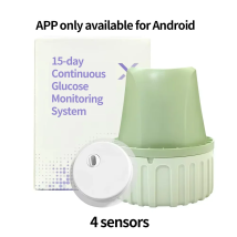 4 Stück Glukosesensor, 15 Tage dynamisches Glukosemessgerät CGM ohne Fingerprikchen für Diabetes, Blutzuckertester, kontinuierliche Glukoseüberwachung
