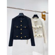 Autumn Winter Small Fragrant Tweed Jacket Coat Women Vintage Woolen Short Coats Streetwear Elegant Casual Slim Outwear Crop Top