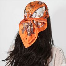 Luxury 70cm Square Silk Scarf Women Chain Print Neck Shawl Satin Headkerchief Female Headband Neckerchief Bandana Hijab Scarf