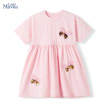 Little Maven 2025 Sommer Neue Kinderkleidung Baby Mädchen Kinderkleidung Gestickte Cartoon Schmetterling Kleider 2–7 Jahre