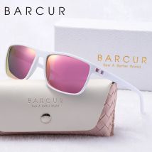 BARCUR Marke Original Polarisierte Sonnenbrille Leichte Komfort Quadrat Weiß Rosa PC Rahmen Sport Brillen UV400 Frauen Sonnenbrille