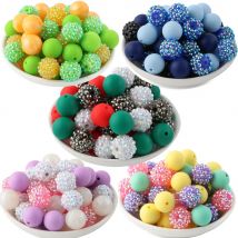 20 stücke Neue Strass Acryl Perlen Silikon runde Perlen Set Für Schmuck Machen DIY Armband Halskette Ohrringe Zubehör