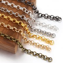 2 Meter Gold Farbe Runde O Form Halskette Armband Zubehör 3,2/4,8/5,8mm Kupfer Ketten Für DIY Schmuck Machen Komponenten