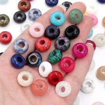 6pcs 14x8mm Natural Stone Beads Amethyst Tiger Eye Agate Jade Abacus Shape Big Hole Loose Beads for Jewelry Making DIY Bracelets