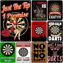 No Beer No Darts Metal Sign Just the Tip Poster Plaque Vintage Iron Painting Decoration for Man Cave Cafe Game Room Club Bar