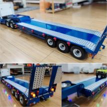 1/14 RC Metall-Flachbett-Anhänger, 3 Achsen/5 Achsen mit 2-teiligem elektrischem Heckbrett für ferngesteuerten Traktor-LKW-Automodellspielzeug