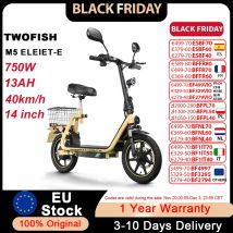 TWOFISH M5-Elite-E E Bike con Road Legal (EEC), scooter elettrico Batteria 48V13Ah, portata 30 km, pneumatici da 14 pollici, con assorbimento degli urti
