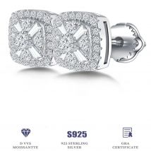 Moissanit-Ohrring, rund, rechteckig, Ohrstecker für Damen, 2025, Krappenfassung, Verlobung