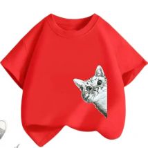 Niedliche Katze Haustier Cartoon T-Shirt Mädchen weiß Rundhals ausschnitt Kurzarm Hemden lässig ästhetische Top Mode Kleidung