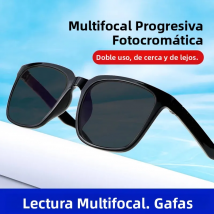 Gafas de lectura fotocromáticas para hombre, lentes rectangulares de gran tamaño, montura completa, ligeras, progresivas, multienfoque, color gris