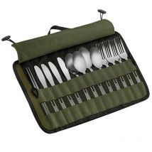 Outdoor Camping Besteck Lagerung Tasche Tragbare Roll-Up Tasche Tasche Besteck Lagerung Wasserdicht Fall Für Gabeln Löffel Essstäbchen