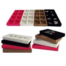 Samt Schmuckschatulle Diamant Ring Bar Tablett Kette Ohrring Manschettenknopf Anhänger Perlen Organizer Halter Bague Bijoux Schmuck Display Box