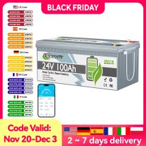 Batteria Bluetooth Lifepo4 da 24 V 100 Ah integrata 100 A BMS, fino a 7000 cicli, per motori da traina, marina, camper, sistema solare per l'archiviazione domestica