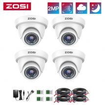 ZOSI 4Pack 2.0MP HD 1080P Kit telecamere di sicurezza Telecamera di sorveglianza dome CCTV per interni ed esterni per sistema DVR analogico HD-TVI
