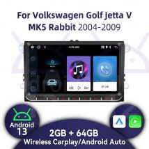 Autoradio Multimediale per VW Volkswagen Golf Jetta 5 V MK5 Rabbit 2004-2009, 2Din 9" Stereo con Carplay Wireless, Unità di Controllo Android con GPS