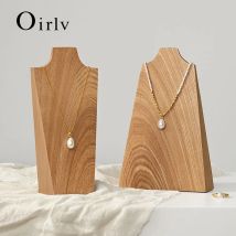 Oirlv Massivholz Halskette Display Ständer Hals Schmuck Organizer Porträt Ständer Modell Hals Halskette Vitrine Schmuck Display Requisiten