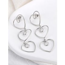 BOBOTUU Edelstahl Romantische Liebe Herz Baumeln Ohrringe 18K PVD Vergoldet Handgemachte Täglichen Schmuck für Frauen Mädchen BE24220