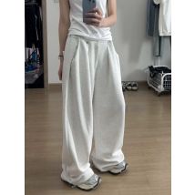 HOUZHOU Vintage Baggy Jogginghose Frauen Herbst 2024 Neue Y2k Koreanische Lose Breite Bein Hosen Zipper Fly Casual Sport Hosen Streetwear