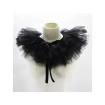 Women Victorian Ruffled Mesh Fake Collar Shawl Retro Layered Tulle Detachable Neck Ruff Decorative Clown Cosplay Choker