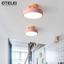 Nordic Corridor Ceiling Light Wooden Round Macaron Balcony Aisle Staircase Cloak Room Study Bedroom Bathroom Home Pendant Light