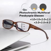 Sportliche photochrome Lesebrille für Damen und Herren, Vintage-Farbwechsel, progressive multifokale Presbyopie-Brille