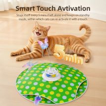 ROJECO Intelligentes Katzenspielzeug, interaktives Versteckspielzeug für Katzen mit jagender Feder, flatternnder Schmetterling, TrackBall, Kätzchen-Teaser, 3-in-1