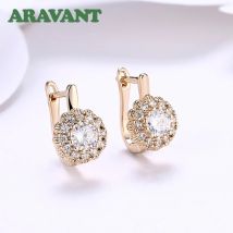 Aravant 925 Silber 18 Karat Gold Zirkonia Blume Gold Tropfen Ohrringe für Frauen Hochzeit Modeschmuck
