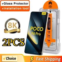 2PCS Oleophobe Beschichtung Screen Protector Für POCO F6 M4 Pro M5S F4 F3 Einfache Installation Staub Kostenloser Box für POCO X6 X5 X4 Pro GT