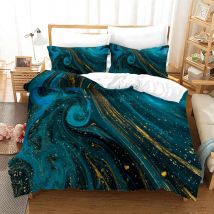 Green Marble Bedding Set 3D Printed Cozy Smooth Duvet Cover Set Queen Twin Double Single Size Design for All Season Kids Adults