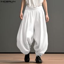 2024 Uomini Pantaloni a Gamba Larga di Colore Solido Elastico in Vita Pantaloni Casuali Allentati da Uomo Oversize Streetwear Moda Pantaloni Lunghi S-5XL INCERUN