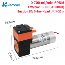 Kamoer 700 ml/min KLP02 High Flow Membranflüssigkeitspumpe 24 V 12 V BLDC Motor Flüssigkeitsdruck 3 Bar für Tintenstrahl- und medizinisches Gerät