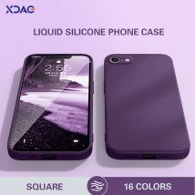 Luxuriöse Basic-Telefonhülle für iPhone 7 8 SE 2 3 SE2 SE3 2020 2022, interne Beflockung, flüssiges Silikon, Original-Funda-Gel-Shell