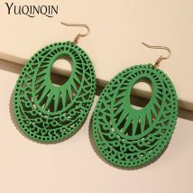 Bunte Neue Böhmische Baumeln Frau Ohrringe Mode Lange Ohrringe Für Frauen Trend Holz Große Ohrring Sommer Reise Schmuck