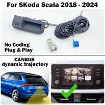 Auto-Rückfahrkamera für Skoda Scala 2018–2024, MIB2, MIB3-Einheit mit Canbus Dynamic Traject-Zubehör, Plug & Play
