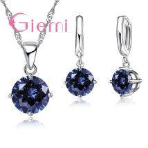 Halskette mit Anhänger aus 925er-Sterlingsilber, Ohrringe für Damen, Verlobung, Modeschmuck-Set, trendiger österreichischer Kristall, Großhandel