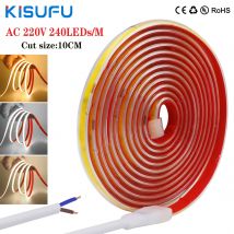 AC220V COB LED Streifen Licht 240Leds/M 10CM Cut Flex Band Seil Band IP65 Wasserdicht 0,5m 1m 2m 5m 10m 20m 50m 100m Klebeband