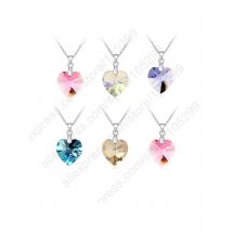 Wholesale Austrian Crystal 925 Sterling Silver Jewelry Heart Pendant Necklaces Hook Earrings Woman Accessories Gift