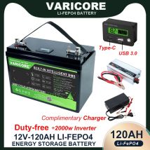 12V 120ah 180ah akumulator LiFePO4 na zewnątrz samochodów turystycznych wielofunkcyjne USB 3.0 wyjście typu C 2000w 220v falownik 14.6v 10a ładowarka