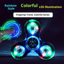 Giroscopio a manovella Luce LED illuminata in cristallo Fidget Spinner Luce notturna EDC Giroscopio di potenza giocattolo che riduce lo stress
