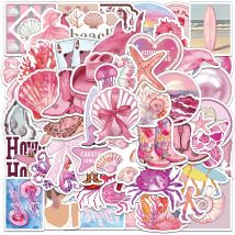 10/30/50 Stück rosa The Coastal Girl Aufkleber ästhetische wasserdichte Graffiti Handyhülle Gepäck Laptop niedliche Cartoon-Aufkleberpackungen