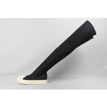 Männer Über Knie Hohe Stiefel Frauen Leinwand Motorrad Schuhe Casual Plattform Luxus Herbst Socke Designer Lange Stiefel Schwarz