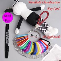 Handheld-Klassifizierungsschlüsselkarte aus Leder, 10- oder 20-Schilder, Schlüsselanhänger, bunt, zum Aufhängen von Hotels, Vermietungsetiketten, Aufbewahrungsetiketten, Schlüsselanhänger