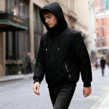 Warme, mit Kapuze und Baumwolle gefütterte Herrenjacke, langärmeliger Samtmantel, Winter 2025, große Oberbekleidung, bequemer, mit Fleece gefütterter Pullover