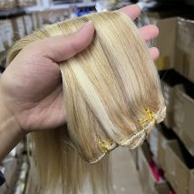 P27-613 #   Doppelter Echthaar-Einschlag, natürlich, glatt, 30,5–61 cm, 50 g/Packung, maschinelles Remy-Echthaar, Bündel für Frauen