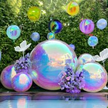 50-10IN schillernde 4D-Rundballons, holografische 4D-Folienballons, Helium-Globos für Geburtstag, Hochzeit, Weihnachten, Glühen, Party-Dekoration