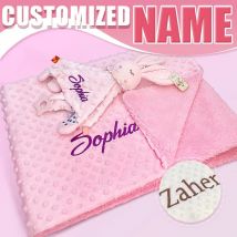 Coperta per neonati personalizzata Passeggino per neonati Bambole che dormono Coperta personalizzata con nome Morbido peluche Succhietto Placare Asciugamano Copri regalo