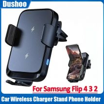 Wireless Car Charger Dual Coil Car Phone Holder Stand for Samsung Galaxy Z Flip 5 4 3 S25 S24 iPhone 16 15 Fast Charging Station