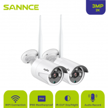 SANNCE 3MP HD Telecamere di sicurezza video wireless 2PCS 3MP Telecamera IP di sorveglianza esterna Registrazione audio Rilevazione AI