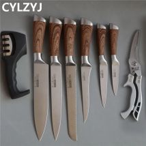 Küchenmesser-Set, Kochmesser-Sets, Küchenmesser aus Edelstahl, Schere, Anspitzer, Kochschneider, Schälbrot, Allzweckmesser